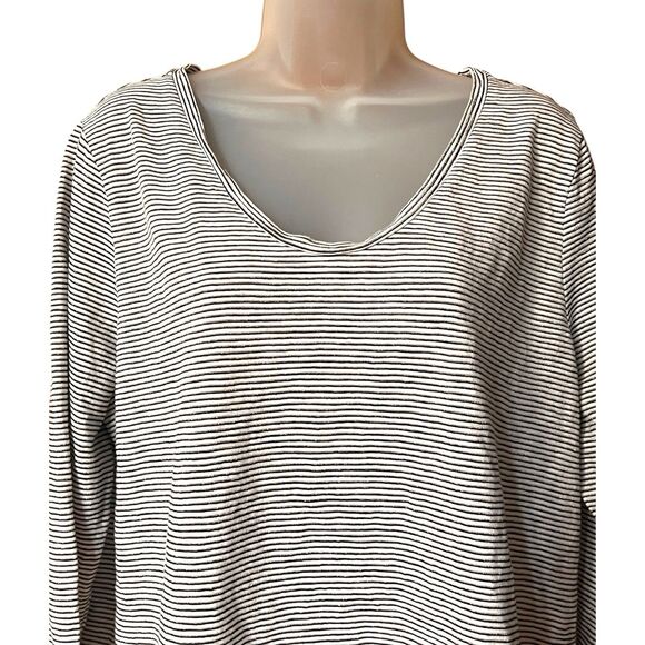 Loft Vintage Soft Black/Metallic Gold Stripe Long Sleeve Scoop Neck Top Sz XXL - Picture 4 of 9